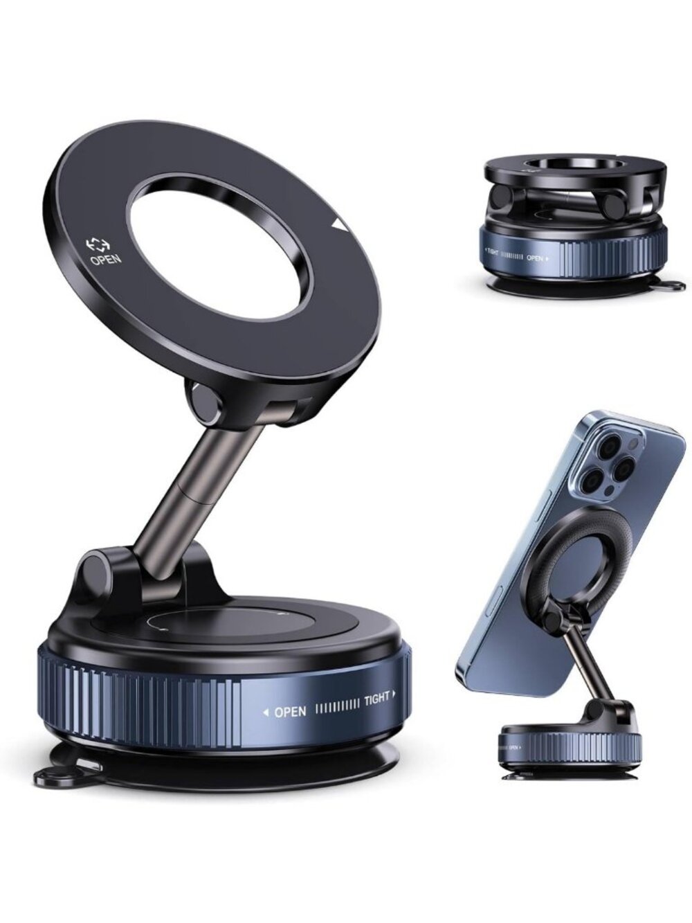 Magnetic Car Phone Holder - 360° Adjustable Suction Mount for iPhone & Magsafe